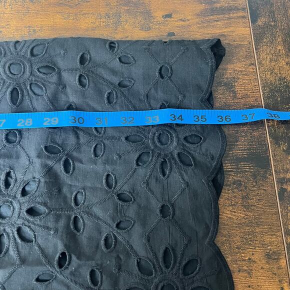 NEW Ann Taylor Black Eyelet Square Neck Sift Dress Short Sleeve Scalloped Hem 2 - Picture 9 of 10